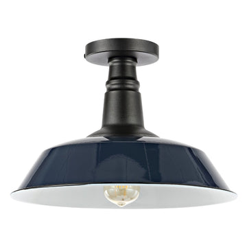 Camila 14"  Classic Industrial Indoor/Outdoor Iron LED Semi Flush Mount